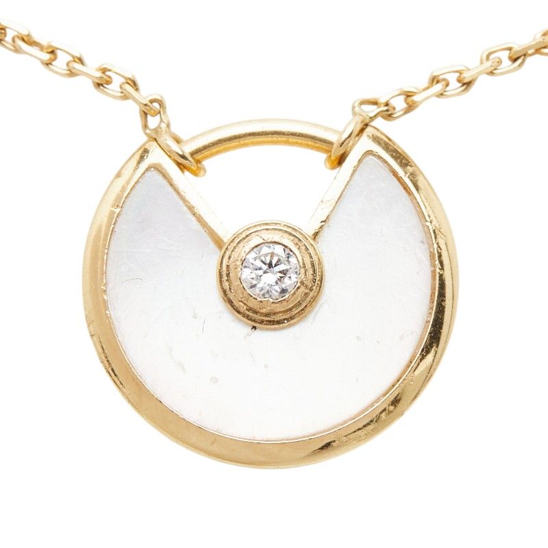 Cartier Amulet de XS 18K Yellow Gold Diamond White Shell Necklace
