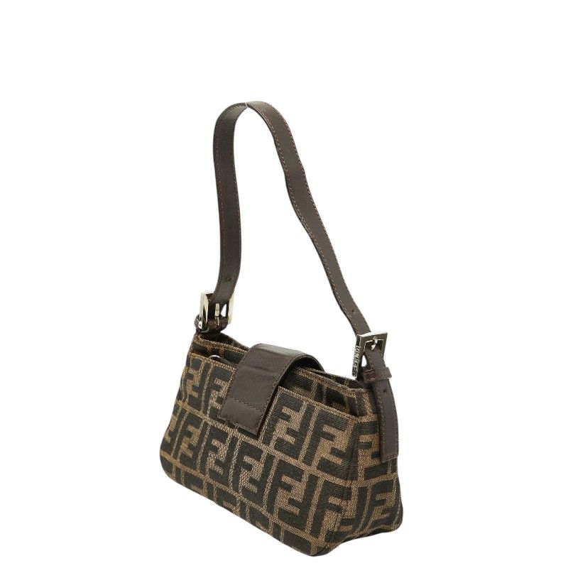 Fendi Zucca Mamma Baguette Shoulder Bag Brown Canvas Leather