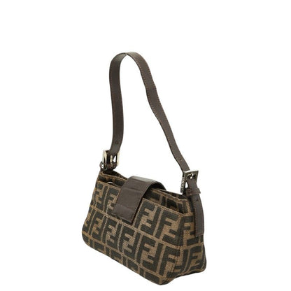 Fendi Zucca Mamma Baguette Shoulder Bag Brown Canvas Leather