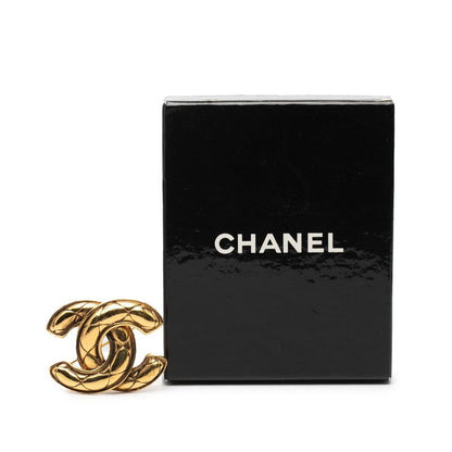 Chanel Quilted CC Logo Gold Plated Brooch