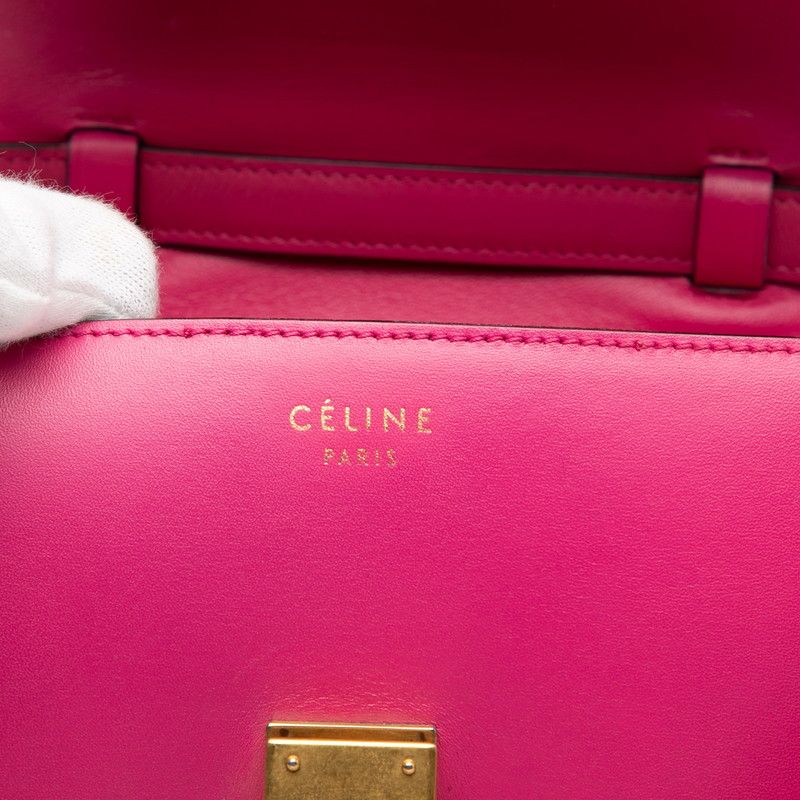 Celine Classic Box Small Pink Leather Shoulder Bag