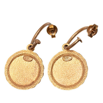 Chanel Vintage Hoop Swing Earrings Gold Plated