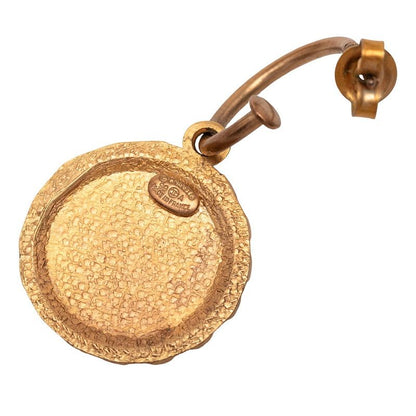 Chanel Vintage Hoop Swing Earrings Gold Plated