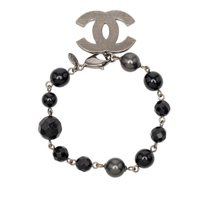 Chanel CC Logo Black Faux Pearl Beads