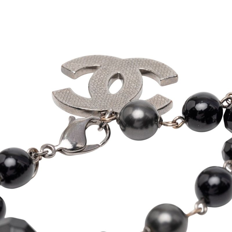 Chanel CC Logo Black Faux Pearl Beads