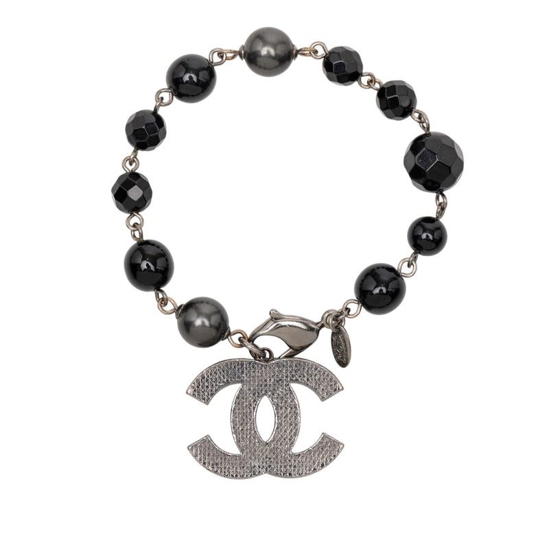 Chanel CC Logo Black Faux Pearl Beads