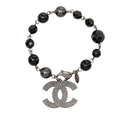 Chanel CC Logo Black Faux Pearl Beads
