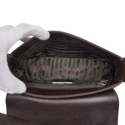 Prada Crossbody Shoulder Bag Brown Leather
