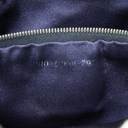 Fendi Zucchino Tote Shoulder Bag Navy Gray Canvas Leather