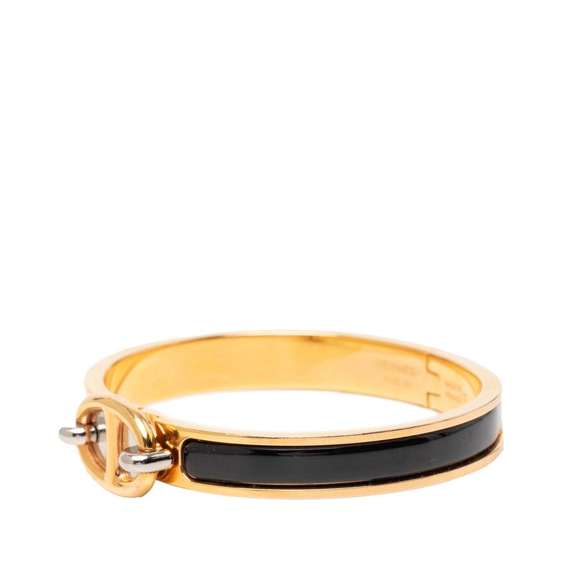 Hermes Mini Click PM Chaine D'ancre Bangle Bracelet Gold Black Plated