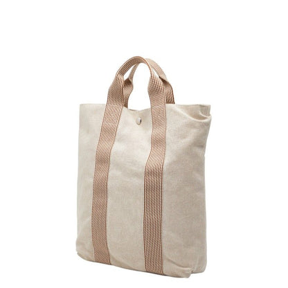 Hermes Fourre Tout Cabas Tote Beige Brown Canvas
