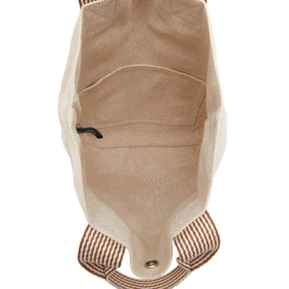 Hermes Fourre Tout Cabas Tote Beige Brown Canvas