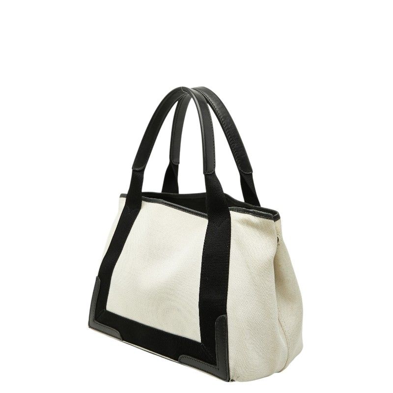 Balenciaga Navy Cabas S Tote White Black Canvas Leather