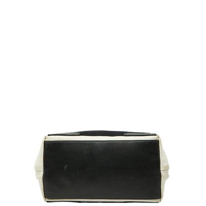 Balenciaga Navy Cabas S Tote White Black Canvas Leather