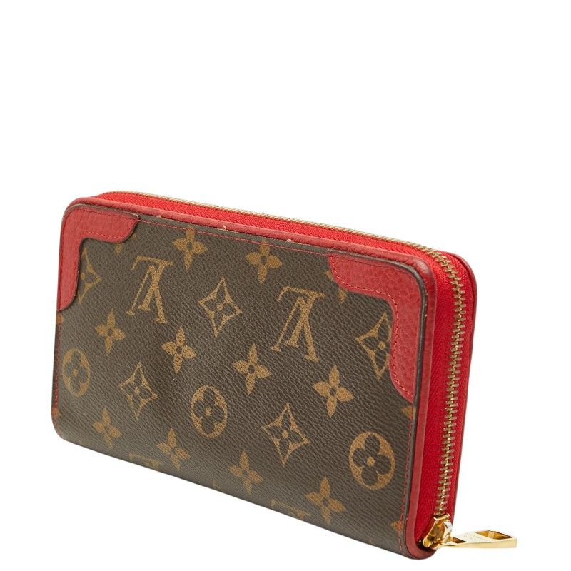 Louis Vuitton Monogram Zippy Wallet Retiro Brown Cerise Leather
