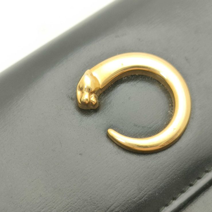 Cartier Wallet Pantel Black Leather Trifold Gold