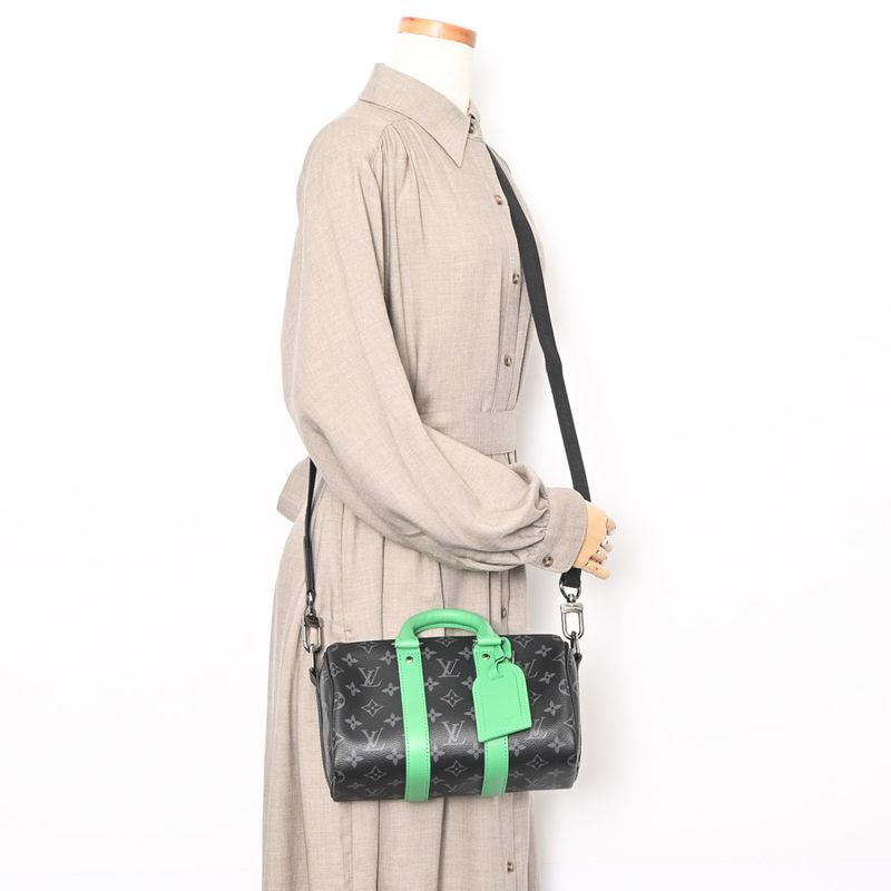 Louis Vuitton Handbag Keepall Bandouliere 25 Black Green