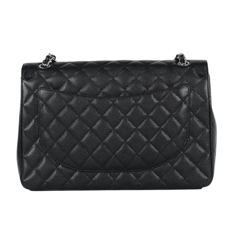 Chanel Big Quilted Double Flap Chain Shoulder Bag CC Logo Caviar