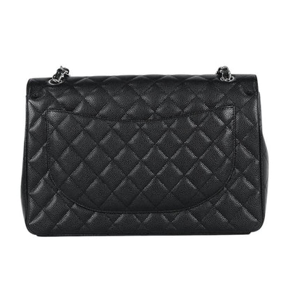 Chanel Big Quilted Double Flap Chain Shoulder Bag CC Logo Caviar