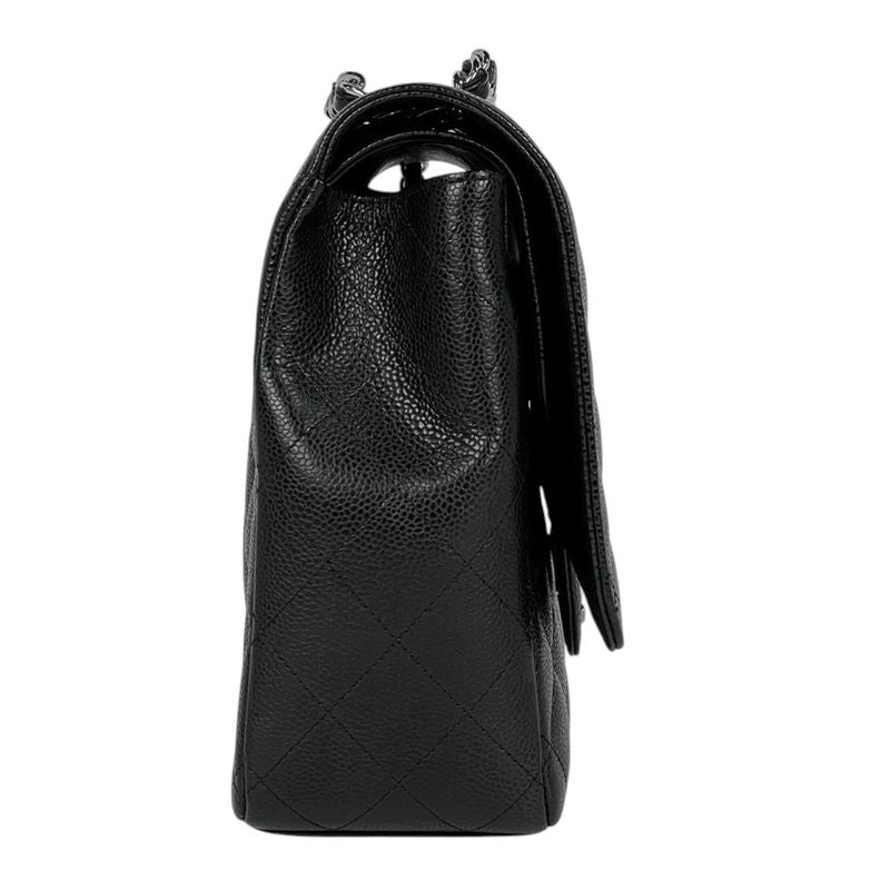 Chanel Big Quilted Double Flap Chain Shoulder Bag CC Logo Caviar