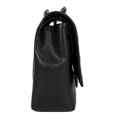 Chanel Big Quilted Double Flap Chain Shoulder Bag CC Logo Caviar