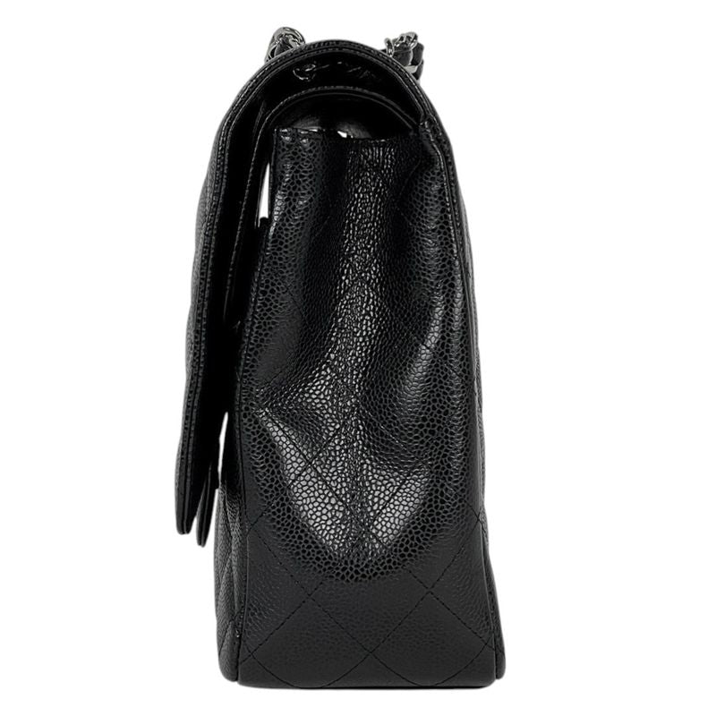 Chanel Big Quilted Double Flap Chain Shoulder Bag CC Logo Caviar