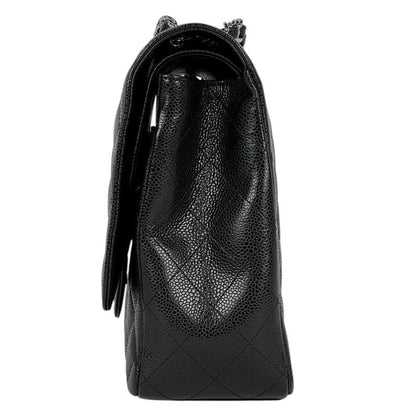 Chanel Big Quilted Double Flap Chain Shoulder Bag CC Logo Caviar