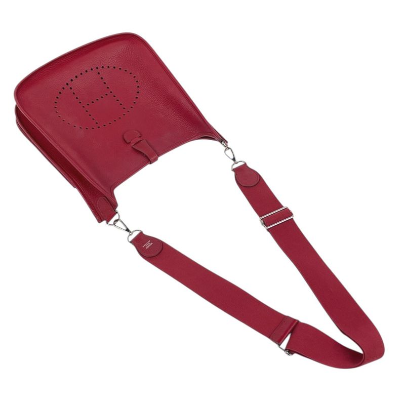 Hermes Evelyne 3 PM Perforated Logo Shoulder Bag Taurillon Clemence Ruby