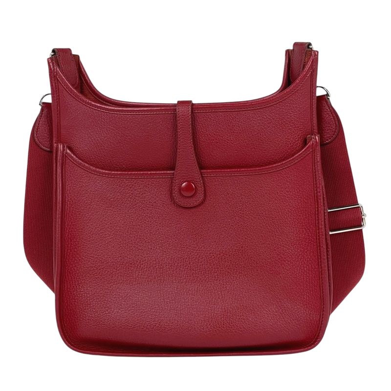 Hermes Evelyne 3 PM Perforated Logo Shoulder Bag Taurillon Clemence Ruby