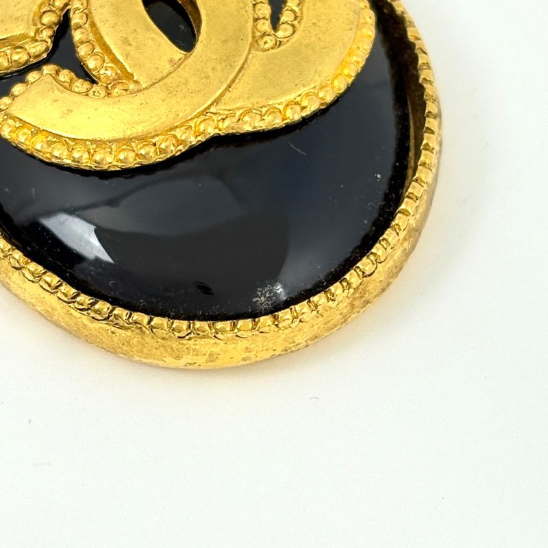 Chanel CC Logo Chain Necklace Long Color Stone Gold Plated Black