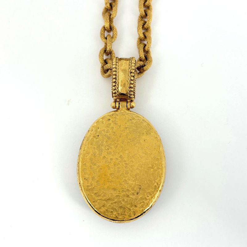 Chanel CC Logo Chain Necklace Long Color Stone Gold Plated Black