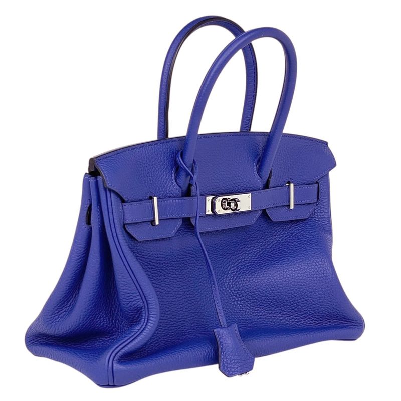 Hermes Birkin 30 Handbag Taurillon Clemence Blue Electric Blue-electric
