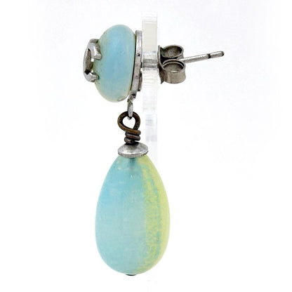 Chanel CC Logo Earrings Swing Plastic Silver Plated Blue Silver-blue-yellow