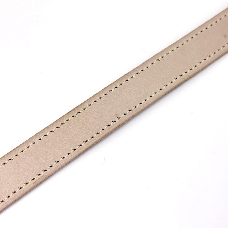 Hermes Kelly Choker Necklace Leather Metal Beige Silver
