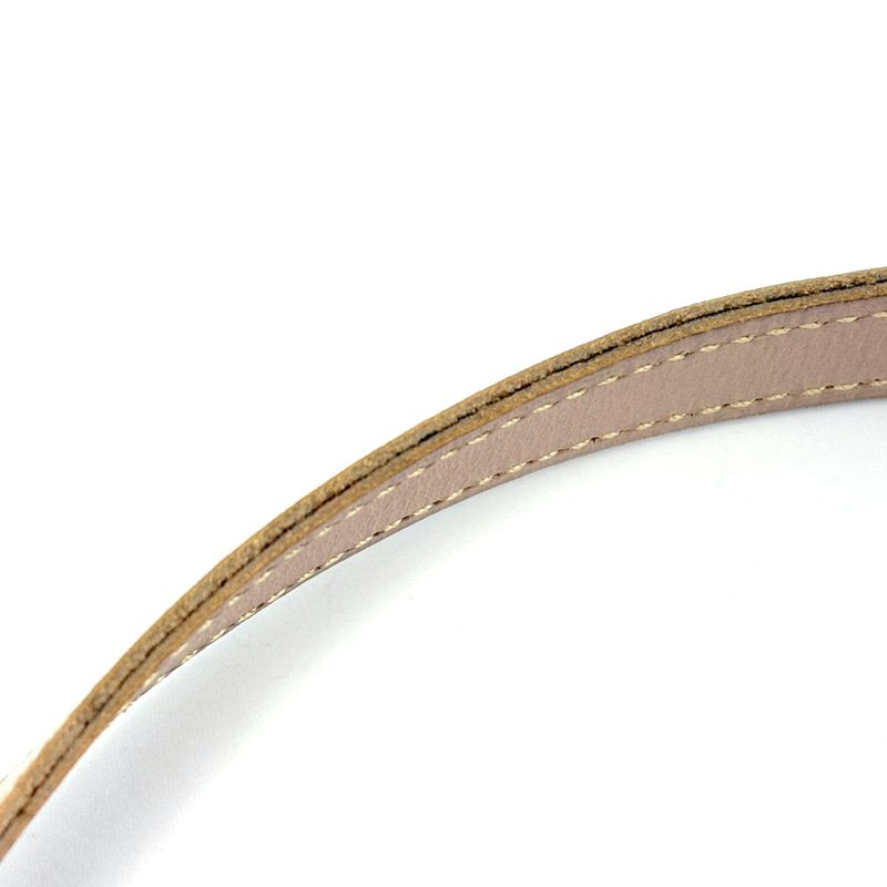 Hermes Kelly Choker Necklace Leather Metal Beige Silver