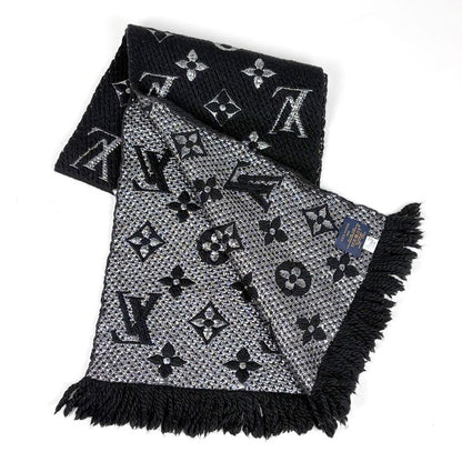 Louis Vuitton Echarpe Logo Mania Shine Monogram Scarf Wool Silk