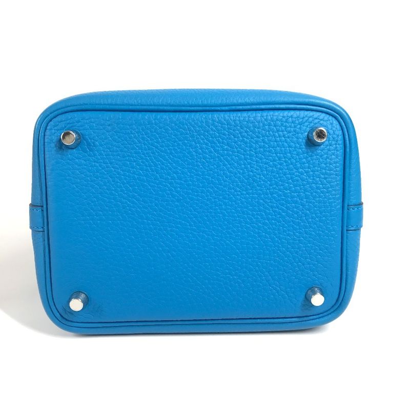 Hermes Handbag Picotin Lock PM Taurillon Clemence Blue Free Doub