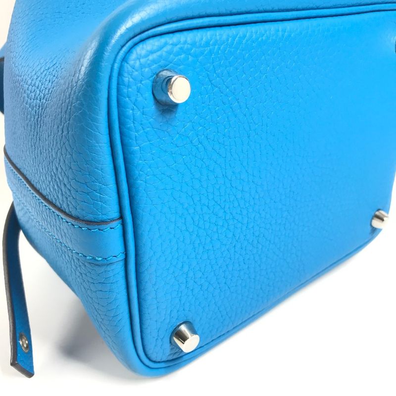 Hermes Handbag Picotin Lock PM Taurillon Clemence Blue Free Doub