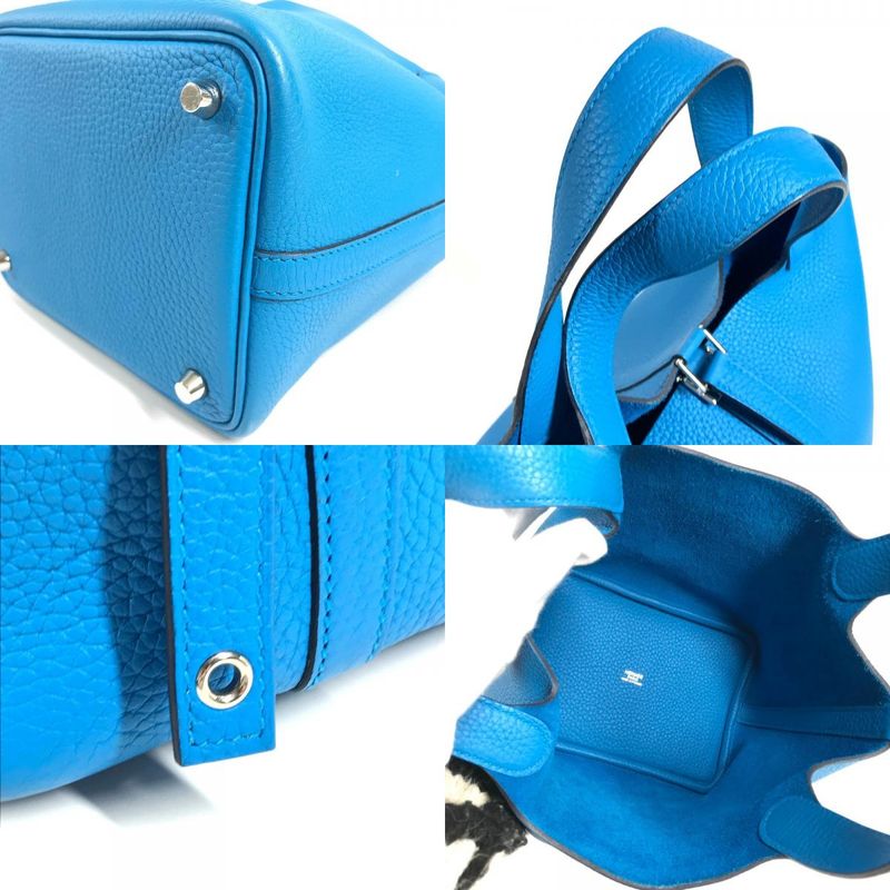 Hermes Handbag Picotin Lock PM Taurillon Clemence Blue Free Doub
