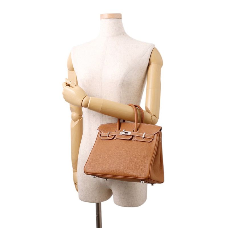 Hermes Birkin 25 Gold Silver Togo Handbag