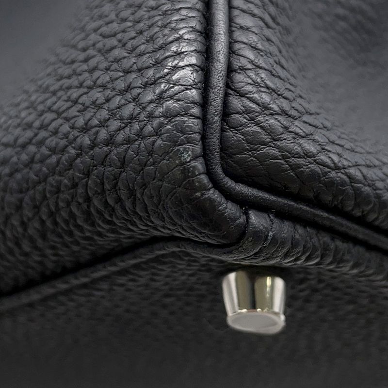 Hermes Handbag Kelly 28 Inner Sewing Black Silver Togo 2-Way