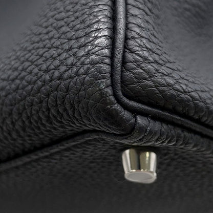 Hermes Handbag Kelly 28 Inner Sewing Black Silver Togo 2-Way