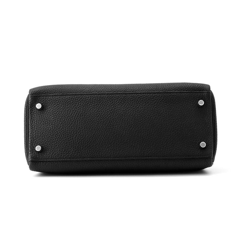Hermes Handbag Kelly 28 Inner Sewing Black Silver Togo 2-Way