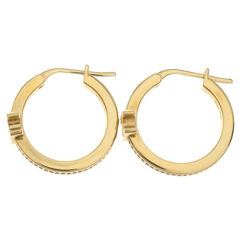Celine Triomphe Sparkle Strass & Gold Finish Plus Hoop Earrings