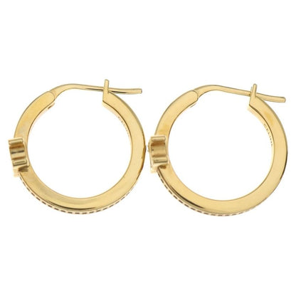 Celine Triomphe Sparkle Strass & Gold Finish Plus Hoop Earrings