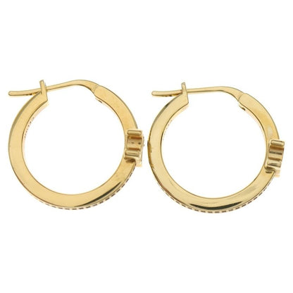 Celine Triomphe Sparkle Strass & Gold Finish Plus Hoop Earrings