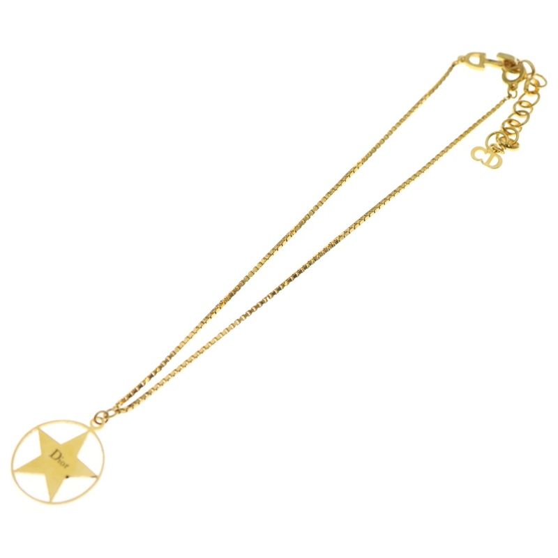 Dior Star Motif Necklace Pendant Chain Gold