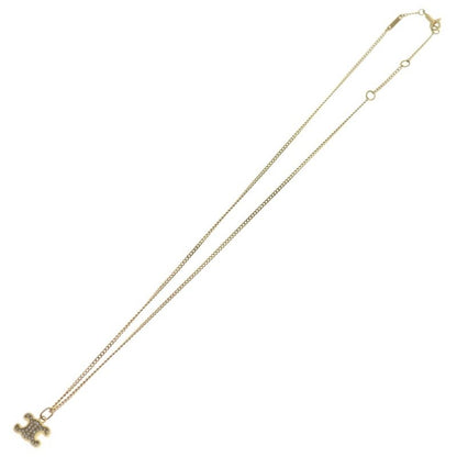 Celine Triomphe Rhinestone Necklace Gold Pendant