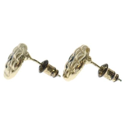 Chanel CC Logo Earrings Quilted Round Gold