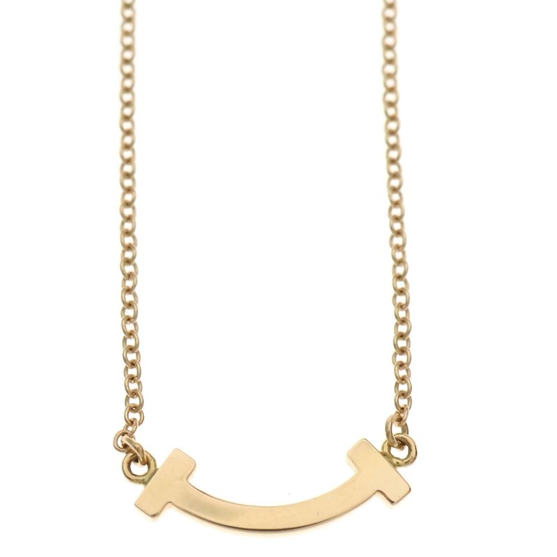 Tiffany & Co. T Smile Mini Necklace Pendant Chain Gold